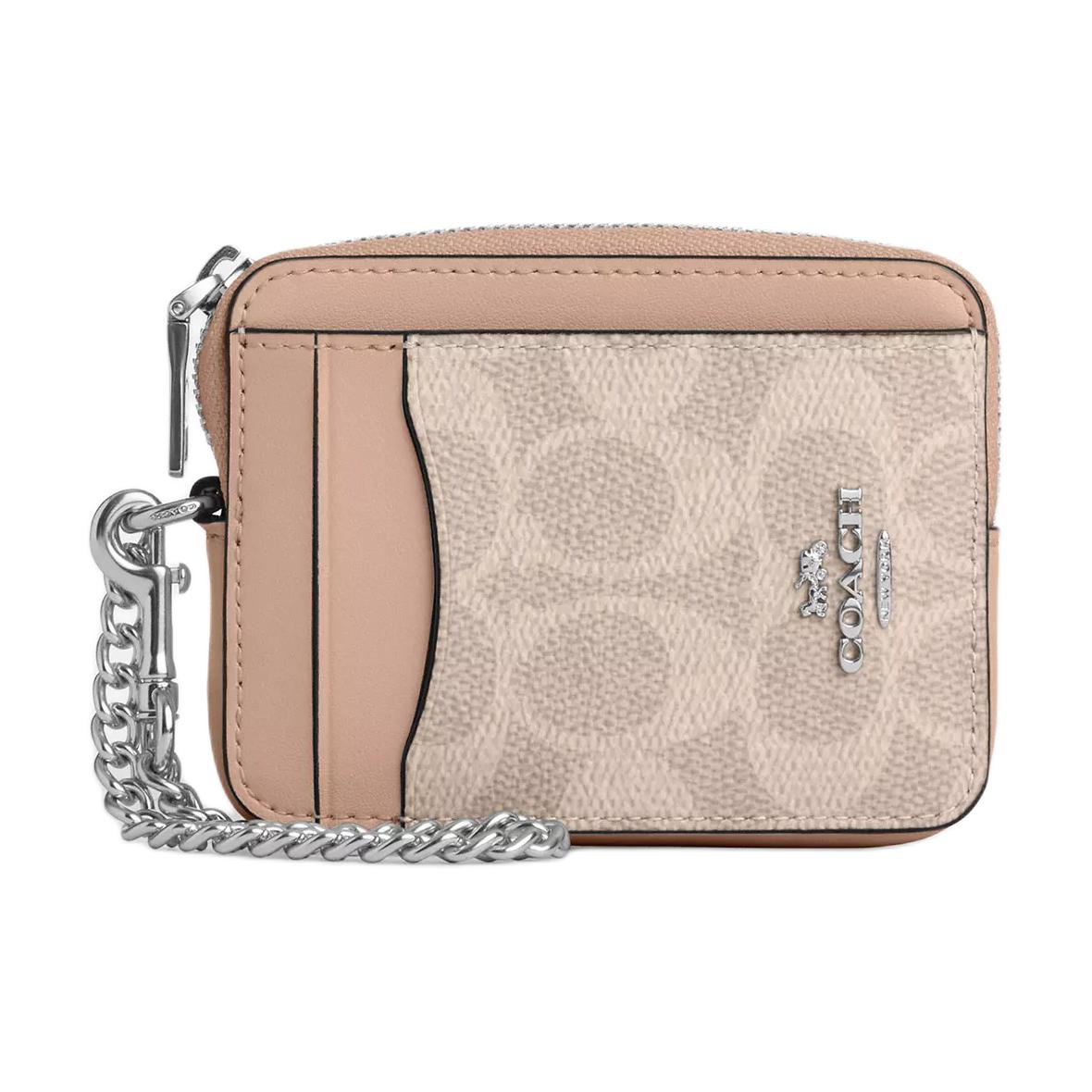 

COACH Мини-визитница из лакированного полотна, Sand & Taupe