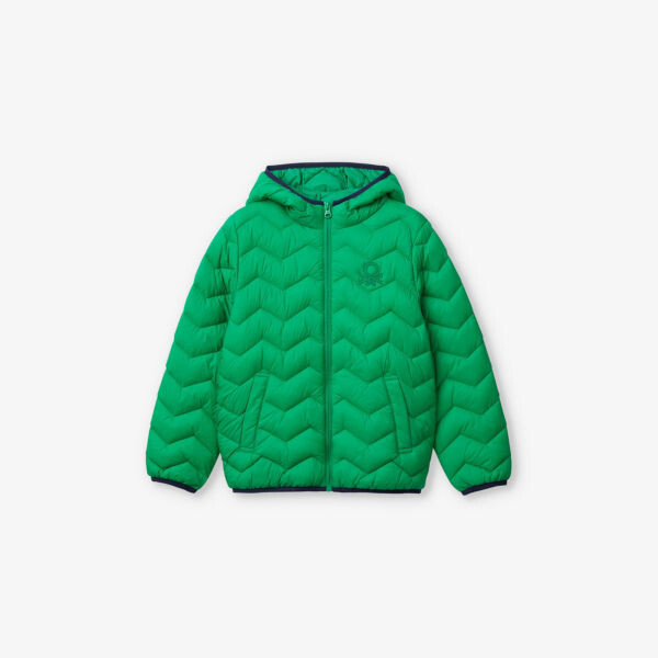 

Утепленная куртка с вышитым логотипом 6-14 лет Benetton, зеленый
