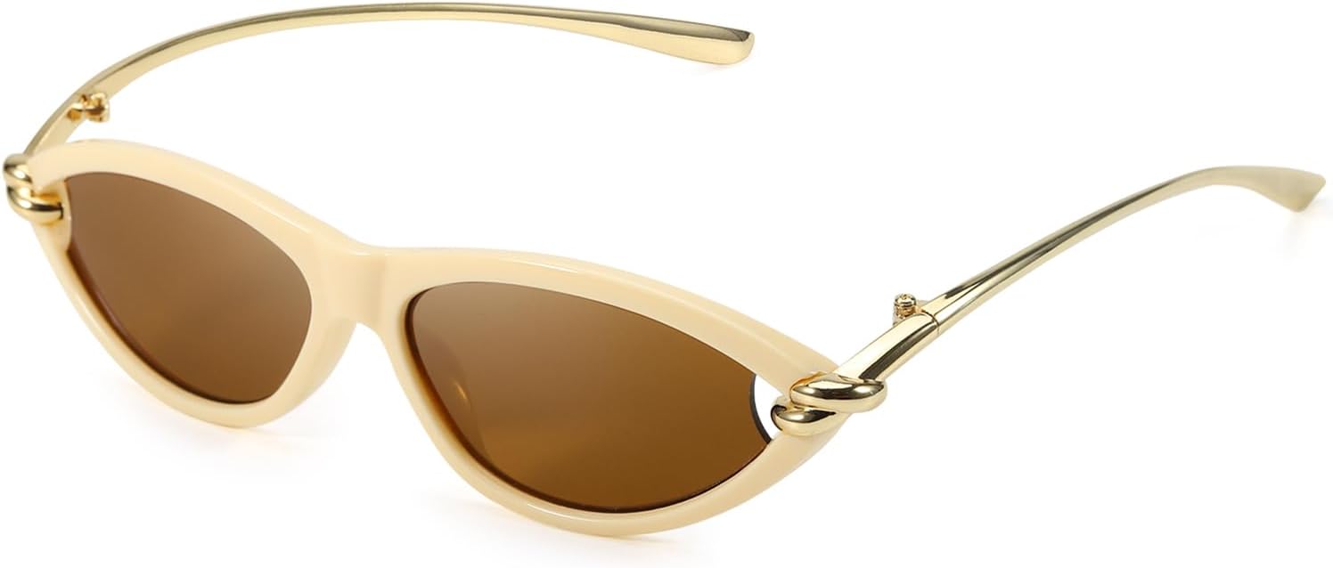 

Модные женские солнцезащитные очки «кошачий глаз» с золотыми акцентами, винтажные солнцезащитные очки «кошачий глаз» для повседневной носки и отдыха DreamCalf, A03- Coffee/Brown