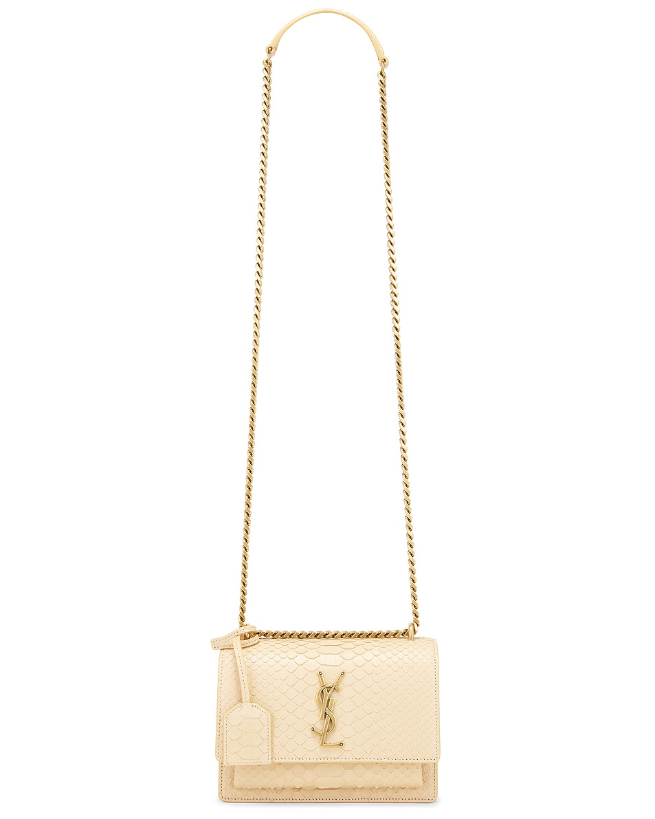 

Маленькая сумка Sunset из питона Saint Laurent, цвет Deep Sand & Light Sand, Бежевый, Маленькая сумка Sunset из питона Saint Laurent, цвет Deep Sand & Light Sand
