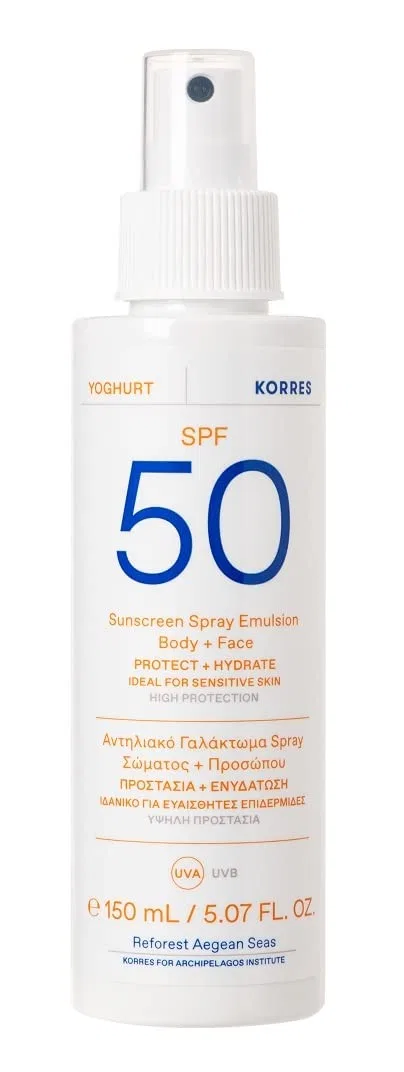 Солнцезащитный спрей-эмульсия для лица и тела SPF50 «YOGHURT» от KORRES Korres, Spf50
