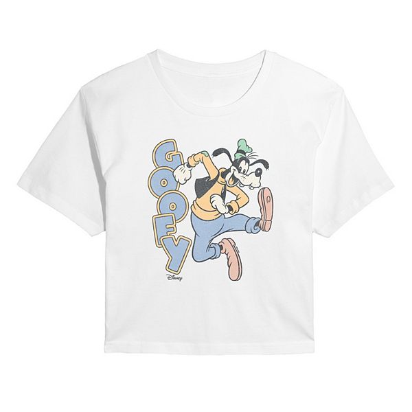 

Футболка Juniors 's goofy cropped с эффектом поношенности Disney, White