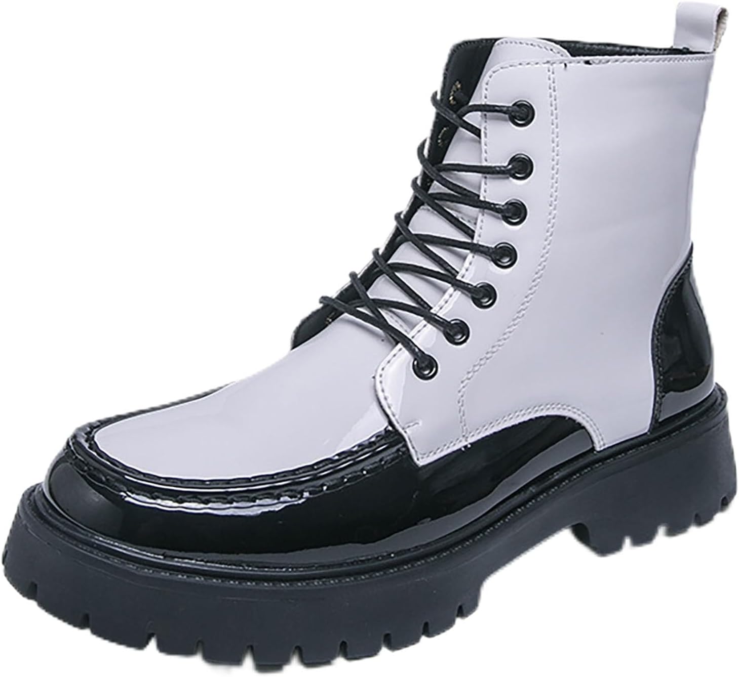 

Мужские ботинки NENGMAON на платформе из лакированной кожи, ботинки в стиле милитари, модные, удобные, белый