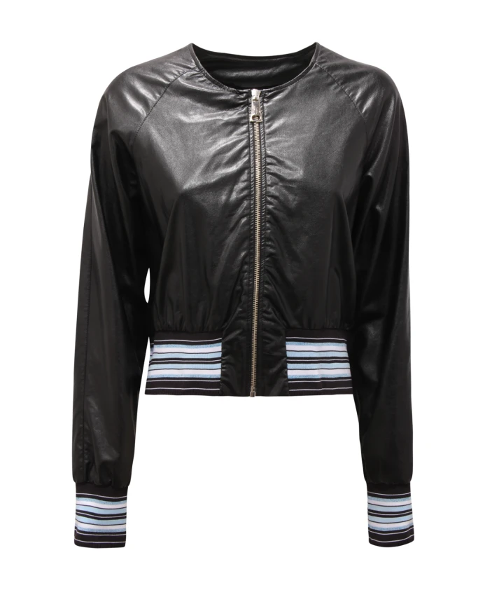 

Эко-Кожаная куртка черно-бело-облачного цвета Jijil, черный