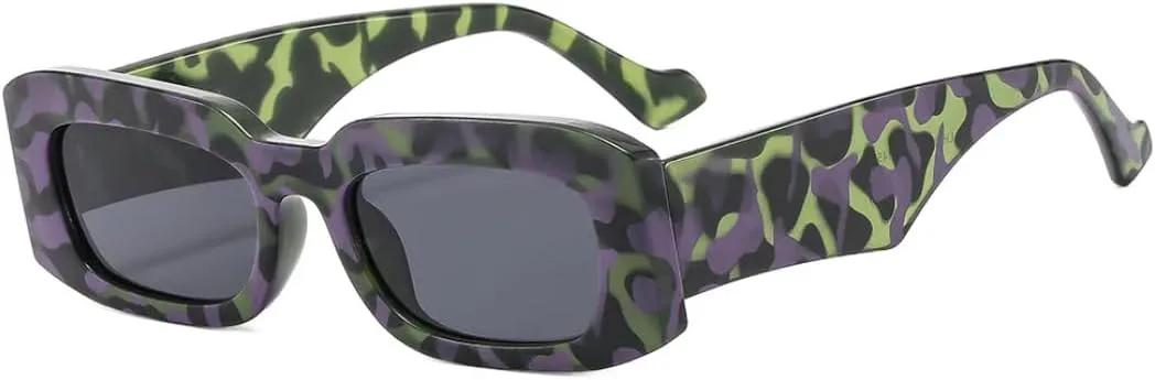 

Маленькие прямоугольные солнцезащитные очки для мужчин и женщин, с широкими дужками, дорожные, винтажные, ретро, ​​с защитой от УФ-излучения UV400 TYUVIVO, Mottling