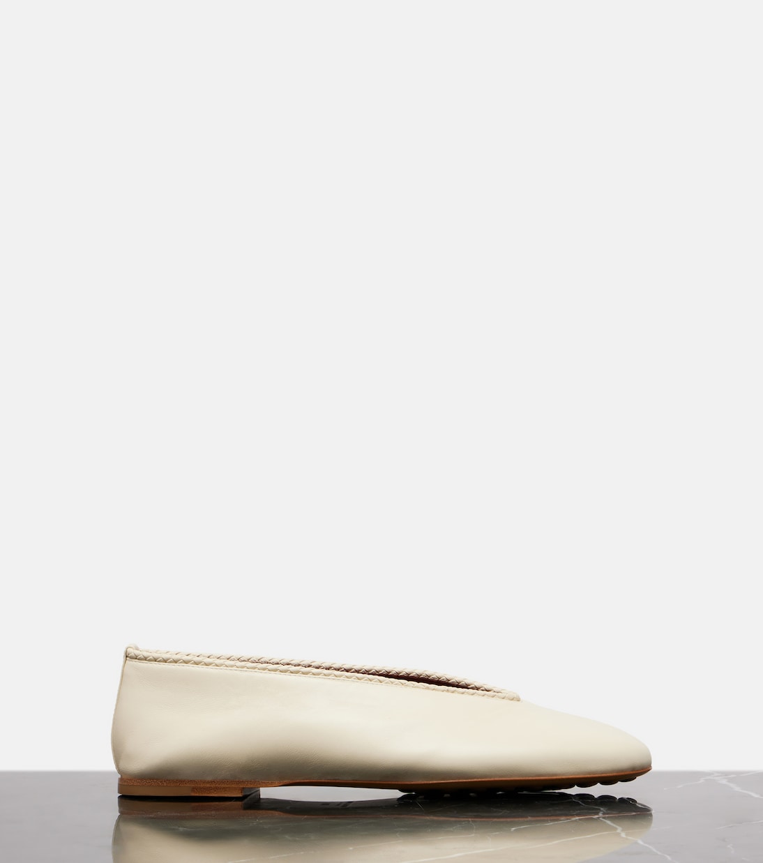 Балетки из кожи розового цвета Bottega Veneta, Sea Salt — фото 4