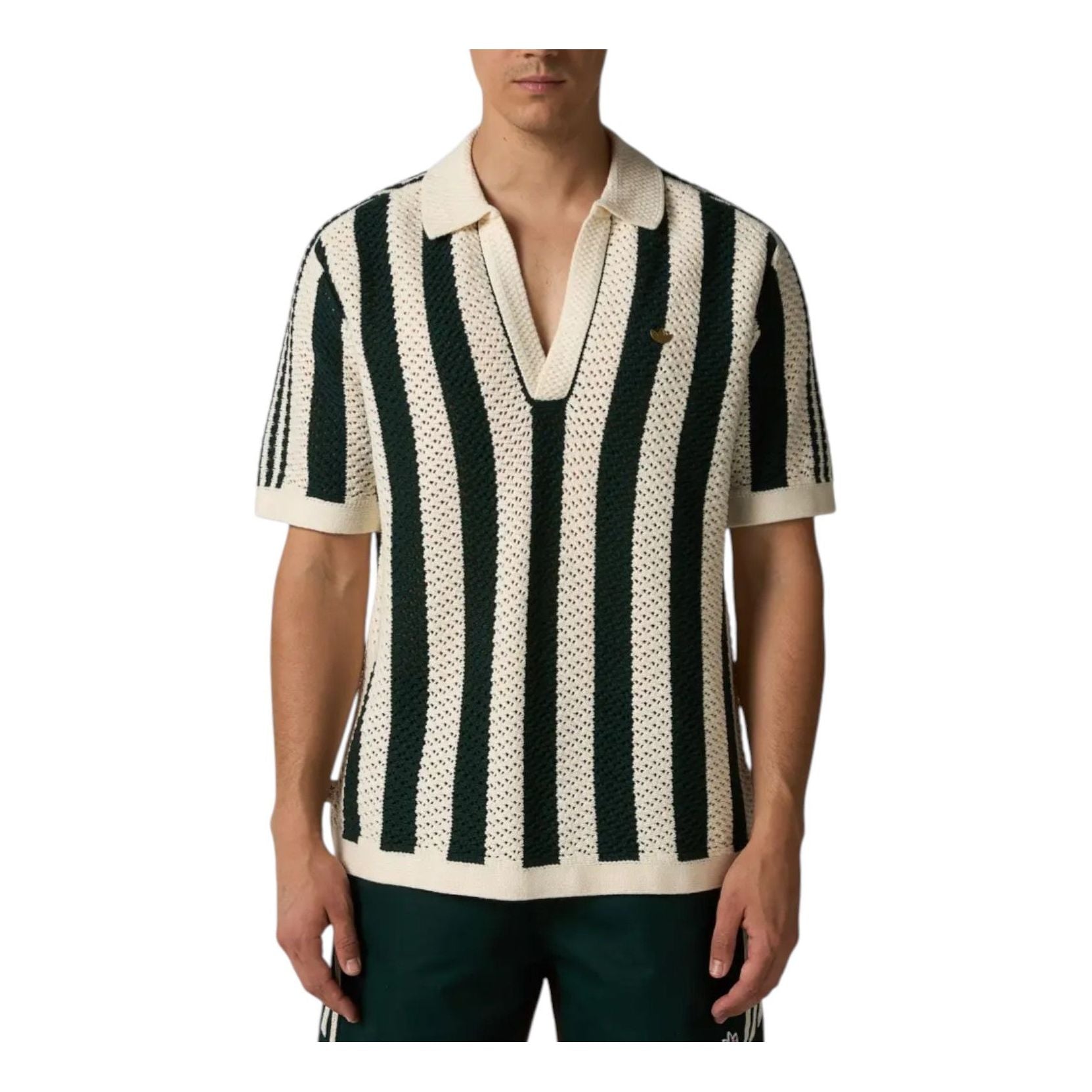 Поло adidas x CLOT by Edison Chen Knit Polo Shirt 'Dark Green' — фото 2