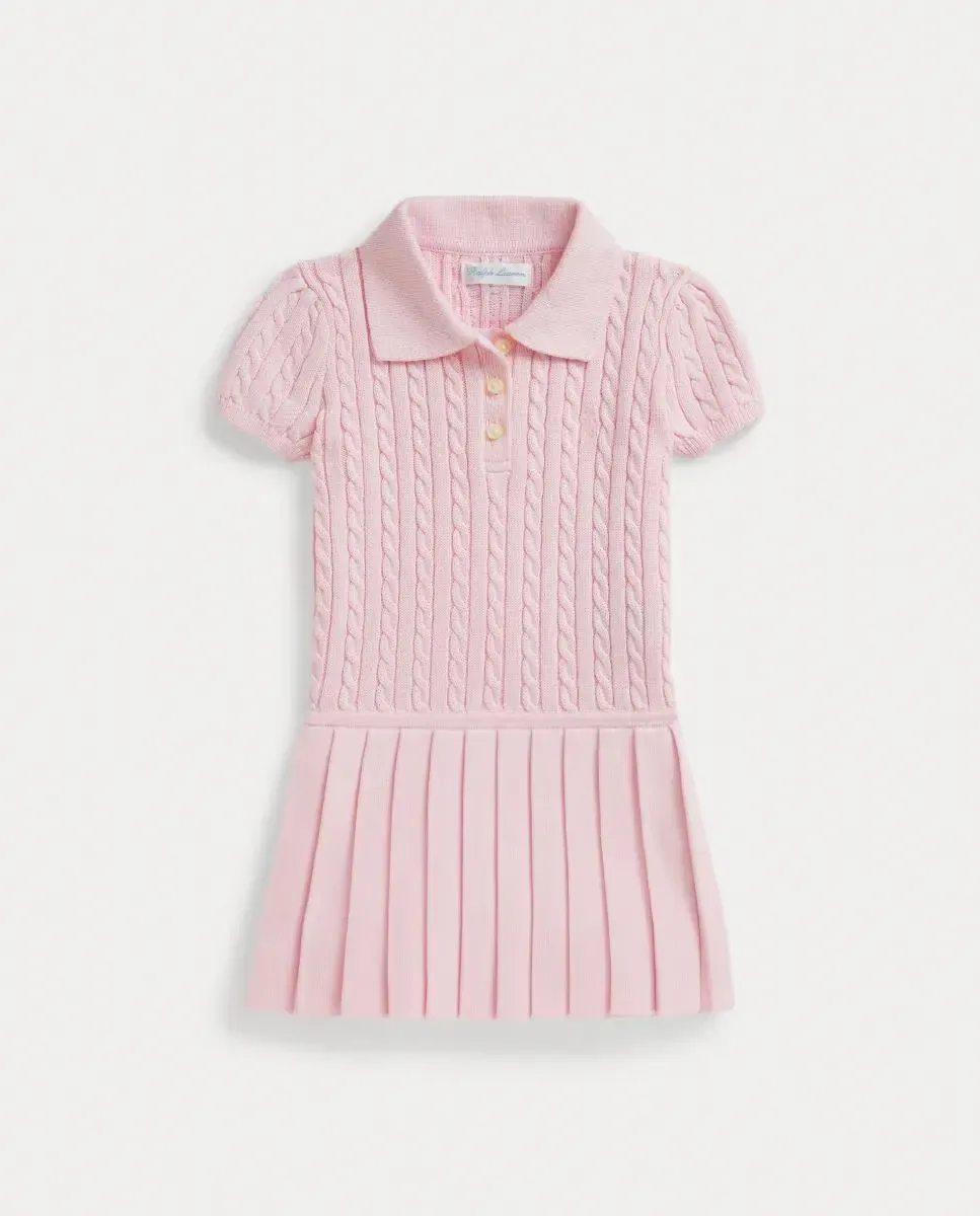 Платье для маленькой девочки из хлопка с узором «коса» Polo Ralph Lauren, пастельно-розовый
