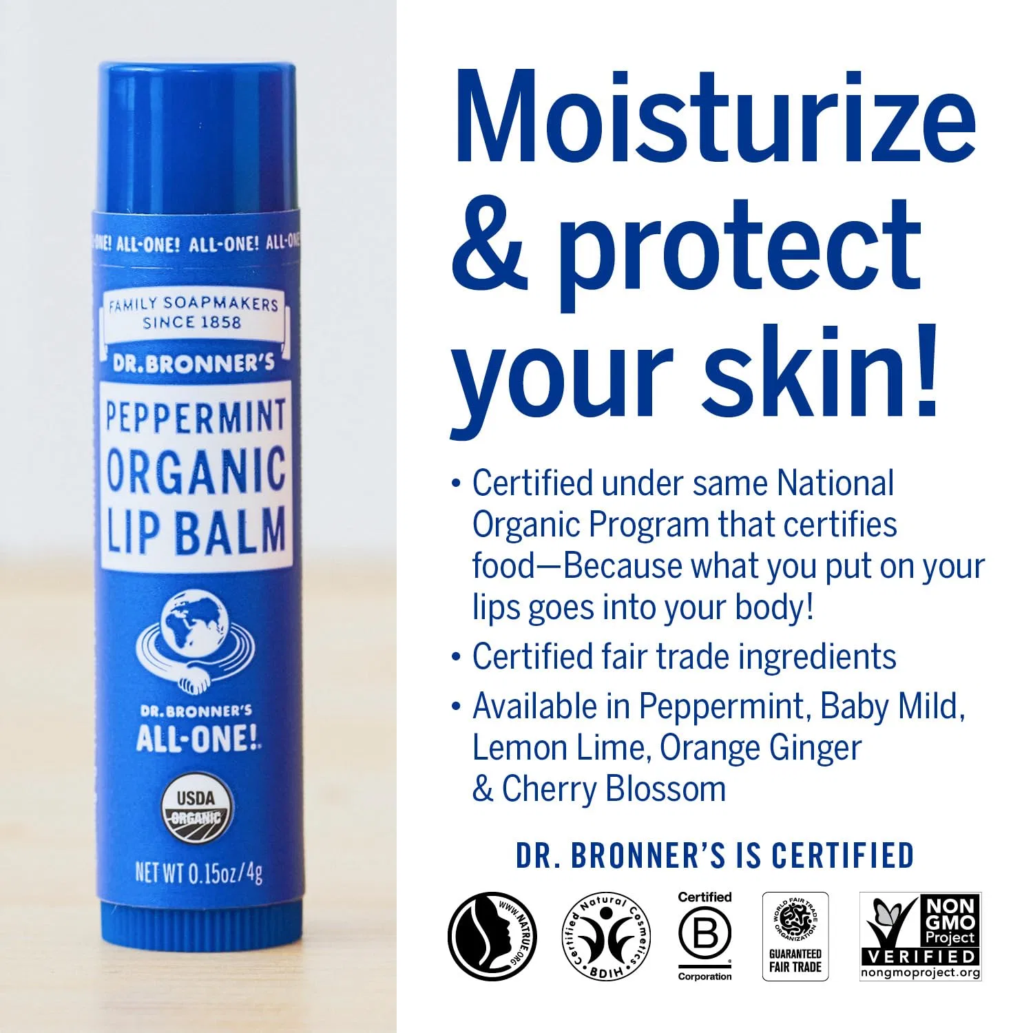 Гигиеническая помада «Lapices Labiales En Hangpack Menta» 4 г от Dr Bronner's Dr. Bronner'S — фото 4