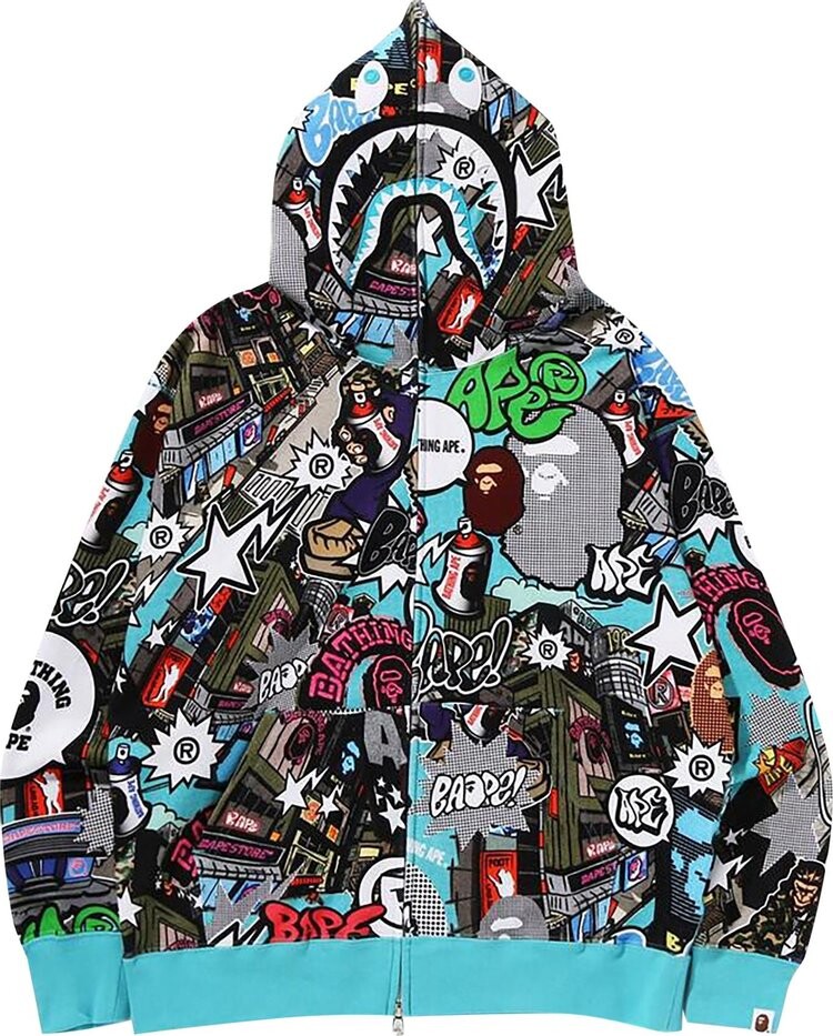 

Худи BAPE Comic Art Shark Zip 'Multicolor', разноцветный