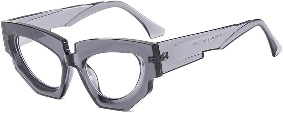 

Винтажные солнцезащитные очки «кошачий глаз» для женщин и мужчин, роскошные солнцезащитные очки в многоугольной оправе неправильной формы, модные очки с защитой от ультрафиолета UV400 TKKTLLT, Gray Clear