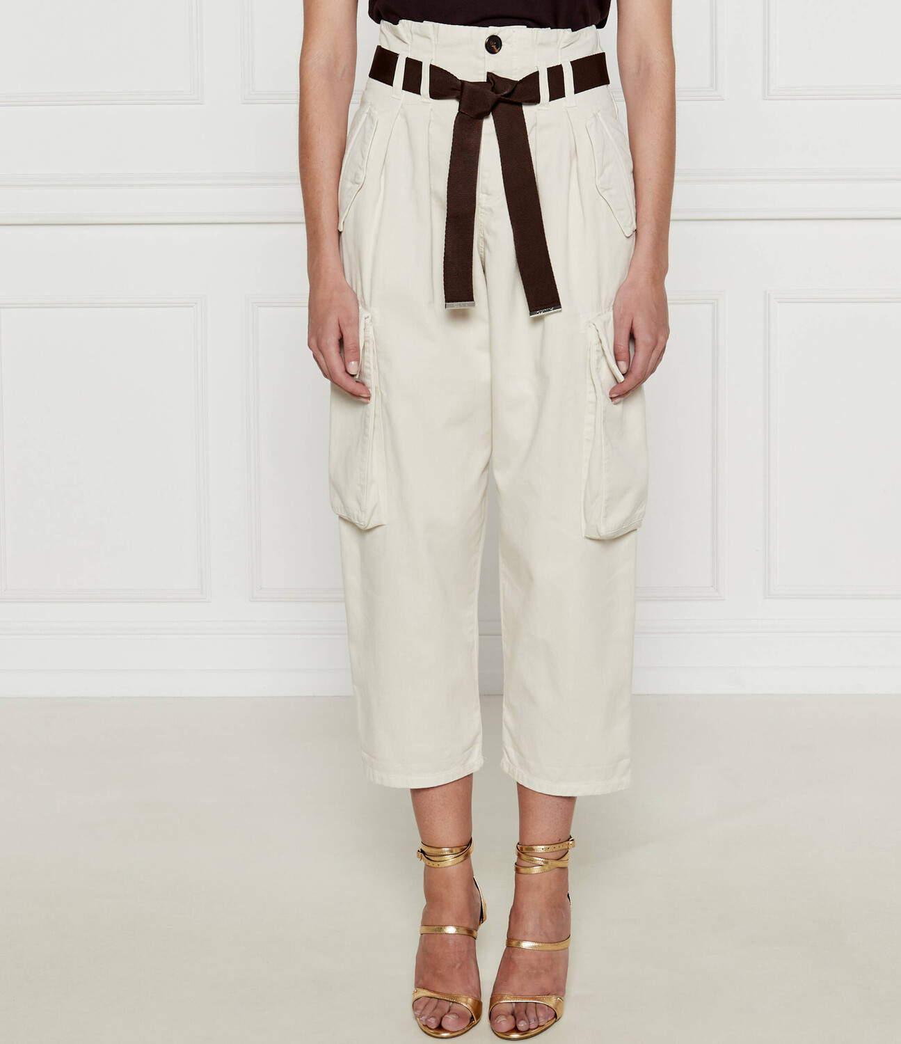 

Брюки Pinko cargo Regular Fit, экрю
