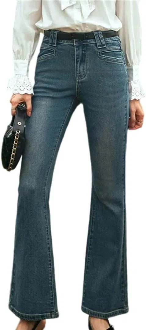 Джинсы клеш, джинсовый синий, Denim Blue Jeans