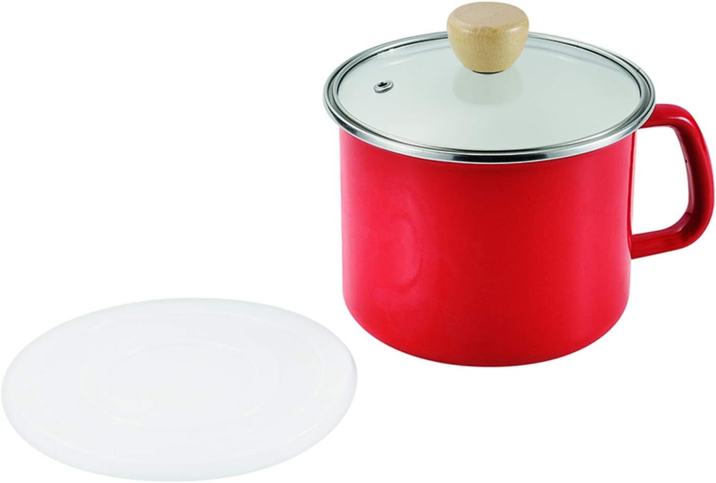 

Эмалированная одноручная кастрюля Pearl Metal HB-5365, глубокая, 5,5 дюймов (14 см), красная, совместима с индукционной индукцией, крассо