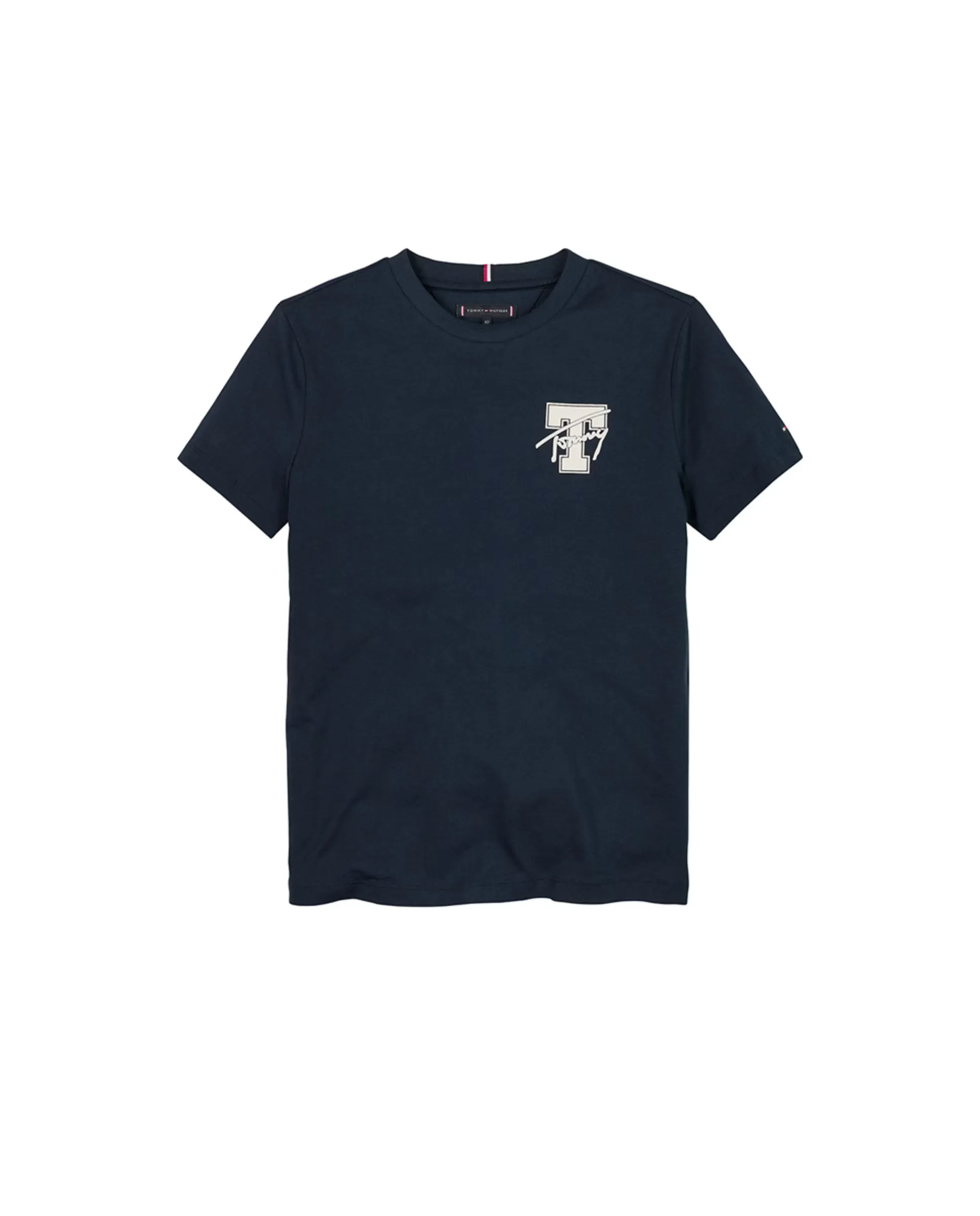 

Детская однотонная футболка с коротким рукавом и логотипом на груди Tommy Hilfiger, синий