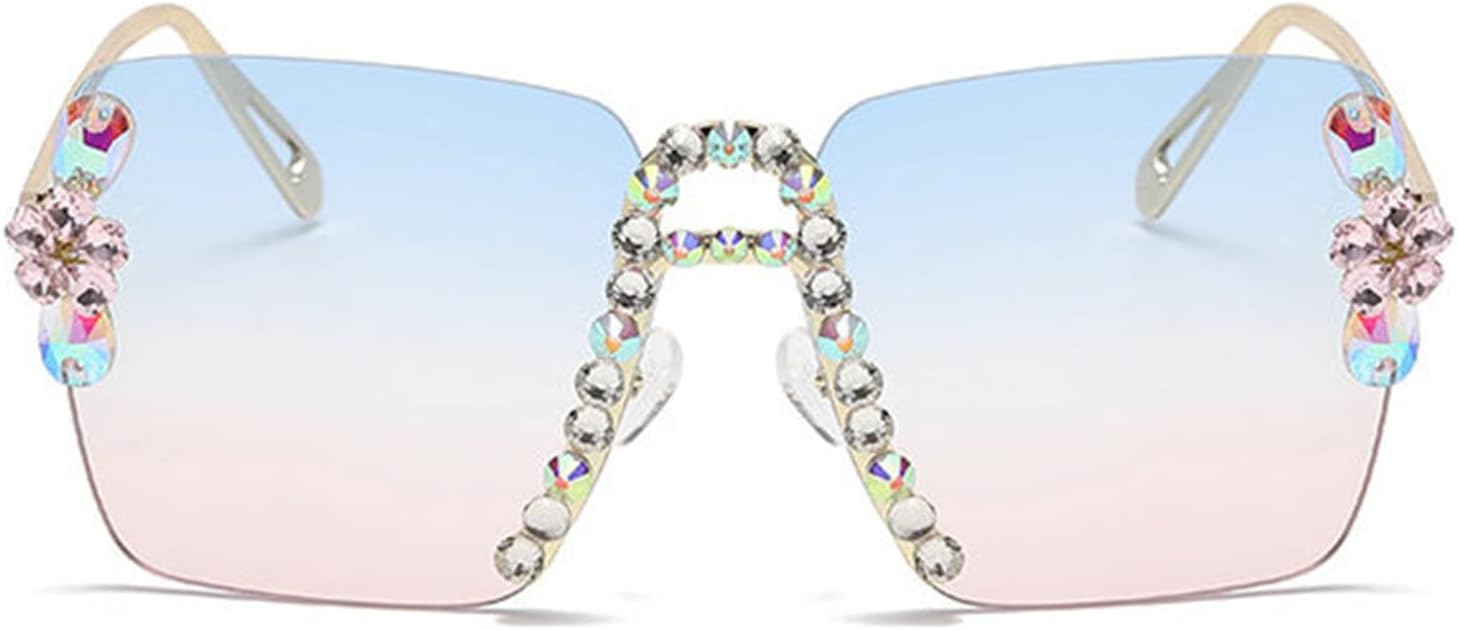 

Солнцезащитные очки Willochra в винтажном стиле, квадратные, без оправы, с бриллиантами, 90-е, маленькие, прямоугольные, с блестками, без оправы, в стиле Y2K, конфетных цветов, Blue Pink