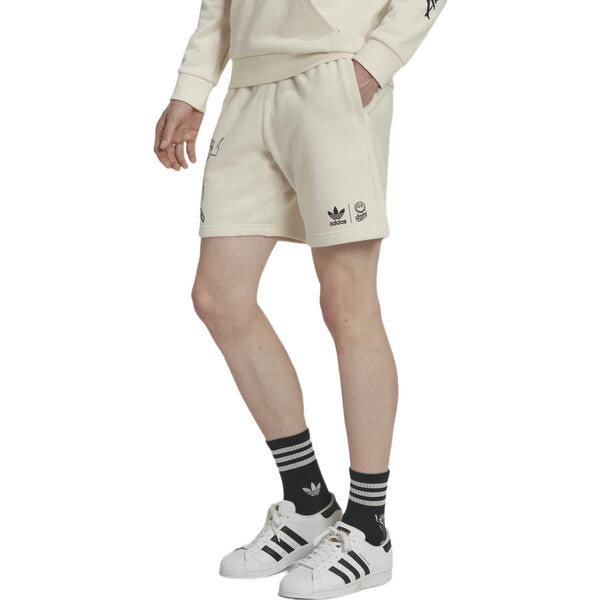 Шорты men's originals cartoon graffiti logo printing straight casual shorts creamy white Adidas, мультиколор — фото 4