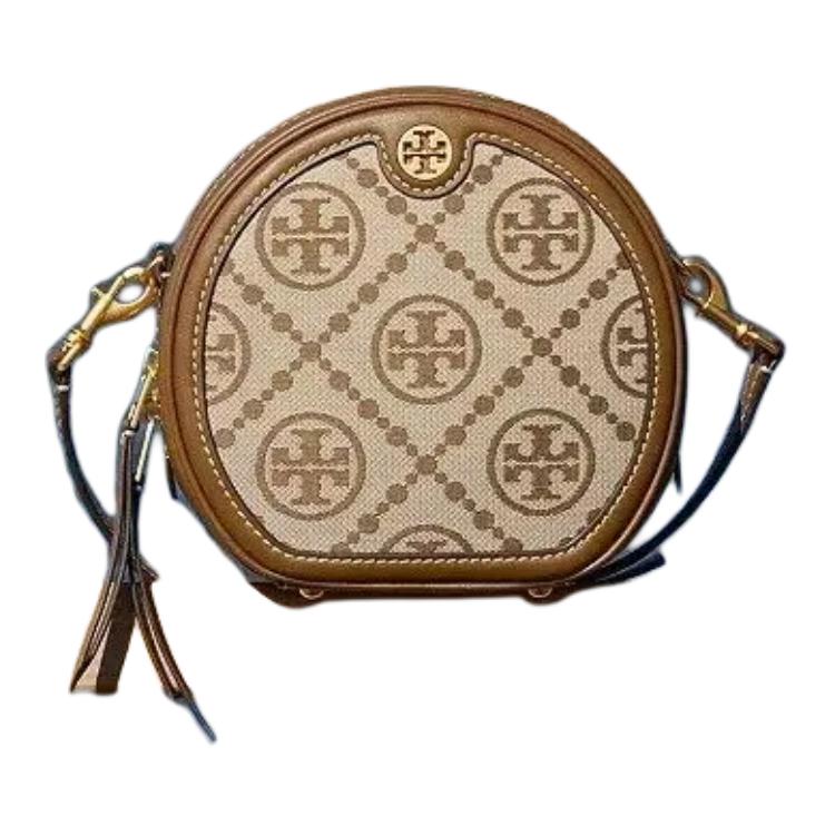 

T Monogram Жаккардовая Кожаная Сумка Через Плечо Мини Женская Ореховый Коричневый TORY BURCH