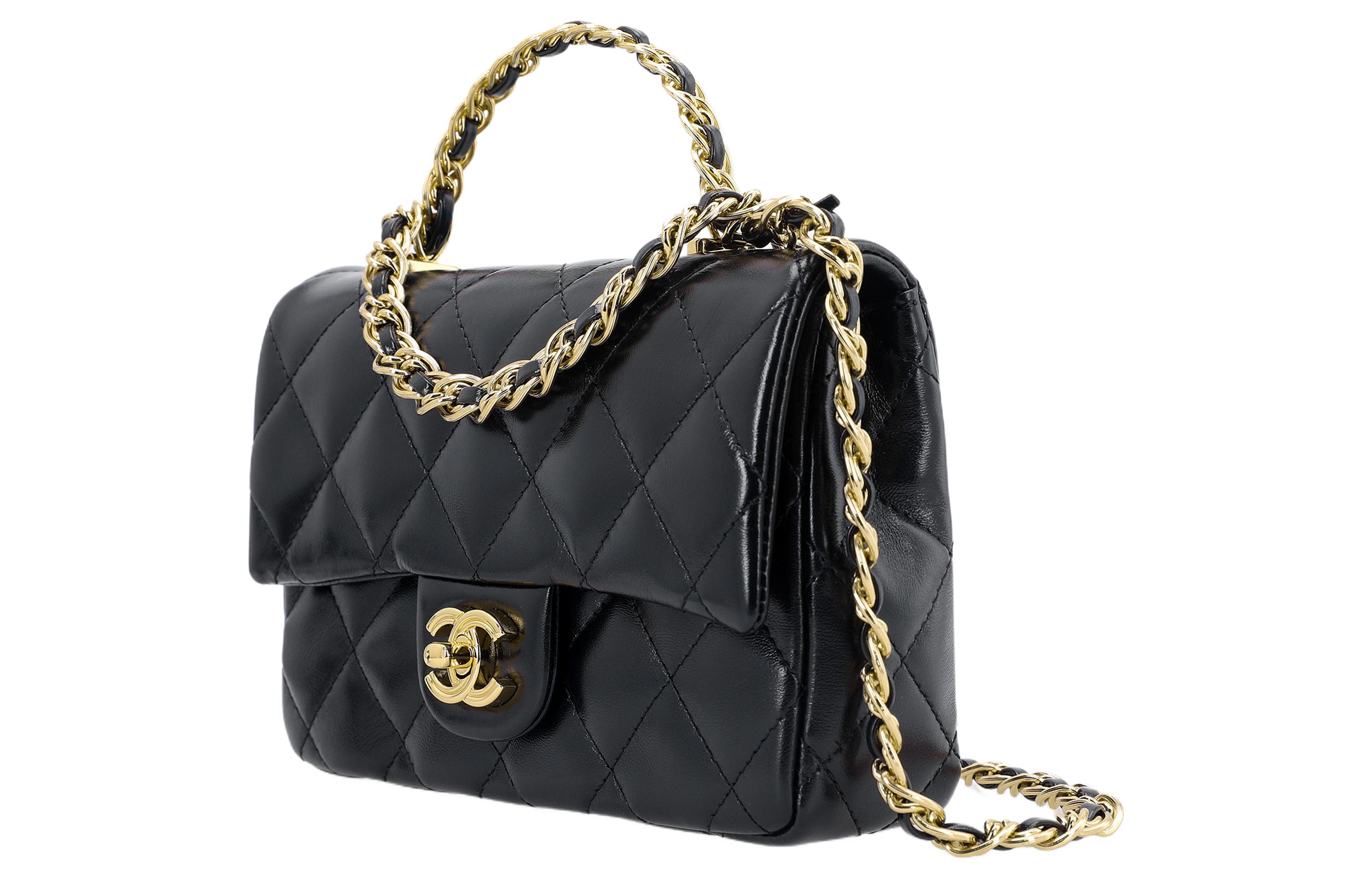 CHANEL Маленькая женская сумка из ягненка черная — фото 2