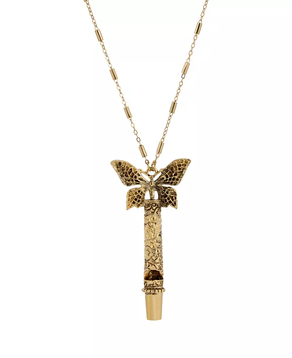 

Ожерелье с подвеской в виде бабочки-свистка золотистого оттенка 2028, gold