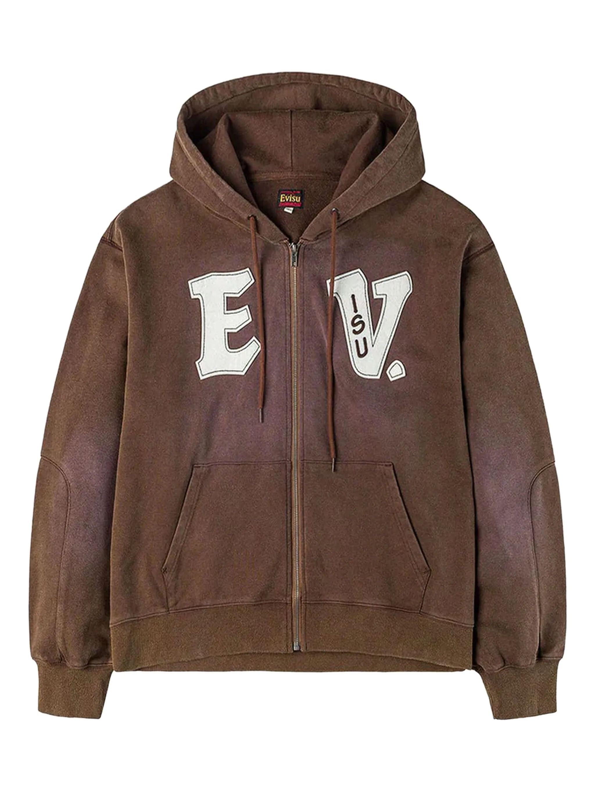 

Худи на молнии с аппликацией Evisu, коричневый