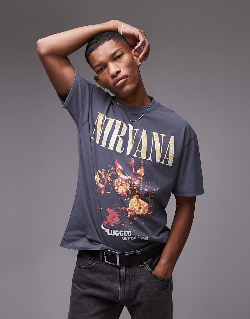 

Черная футболка оверсайз Topman с принтом Nirvana Unplugged