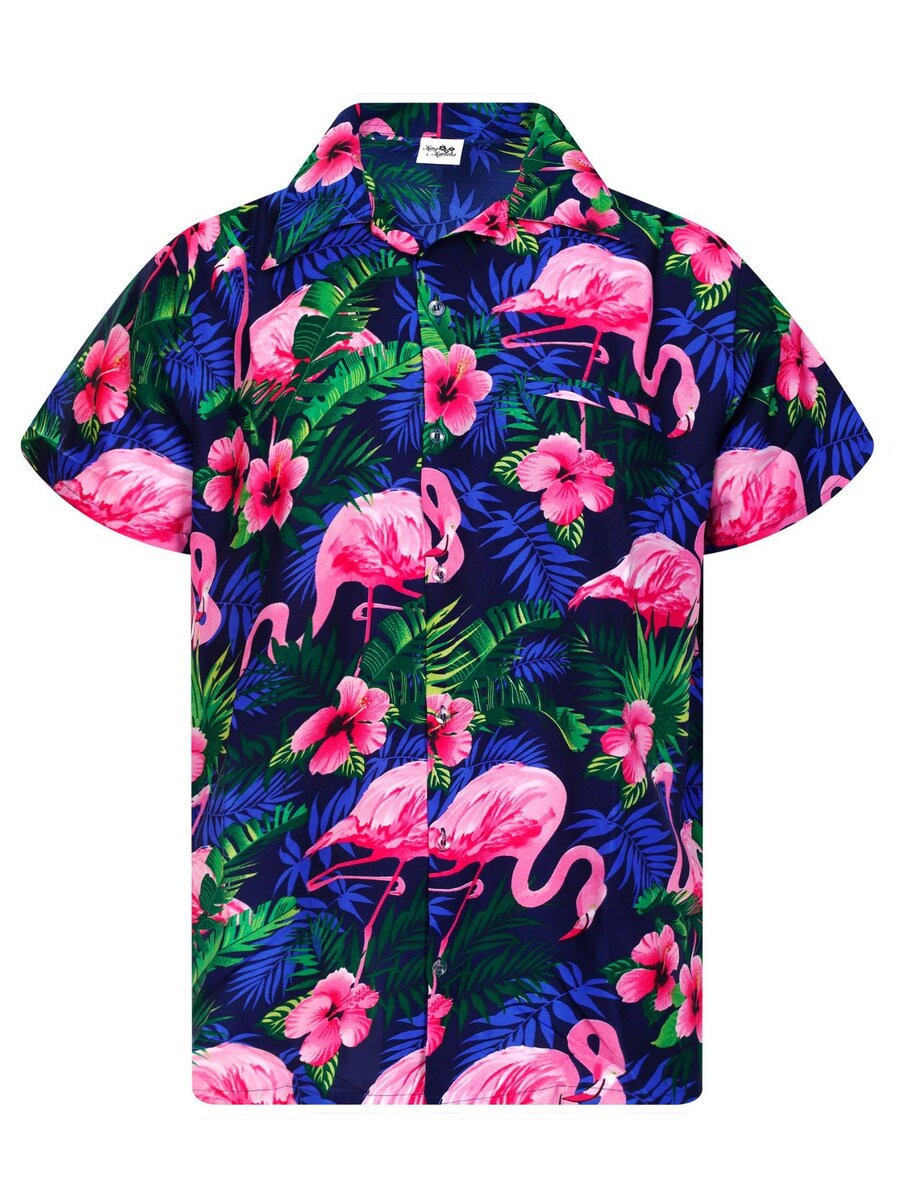 

Рубашка King Kameha Flamingo Flowers, темно-синий