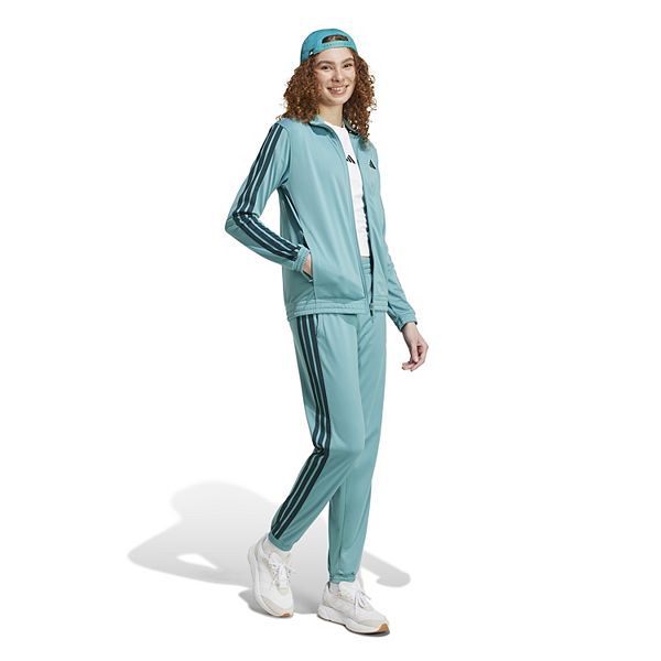 Женские брюки с фирменными тремя полосками Adidas, Powder Teal Ivy — фото 3