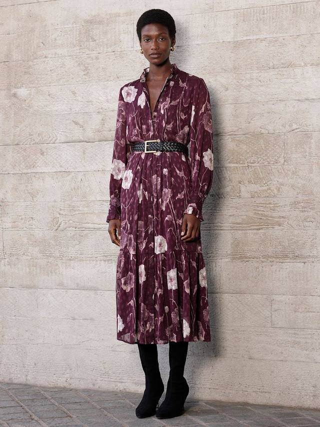 

Флоральное миди-платье-рубашка Whistles, Burgundy/Multi