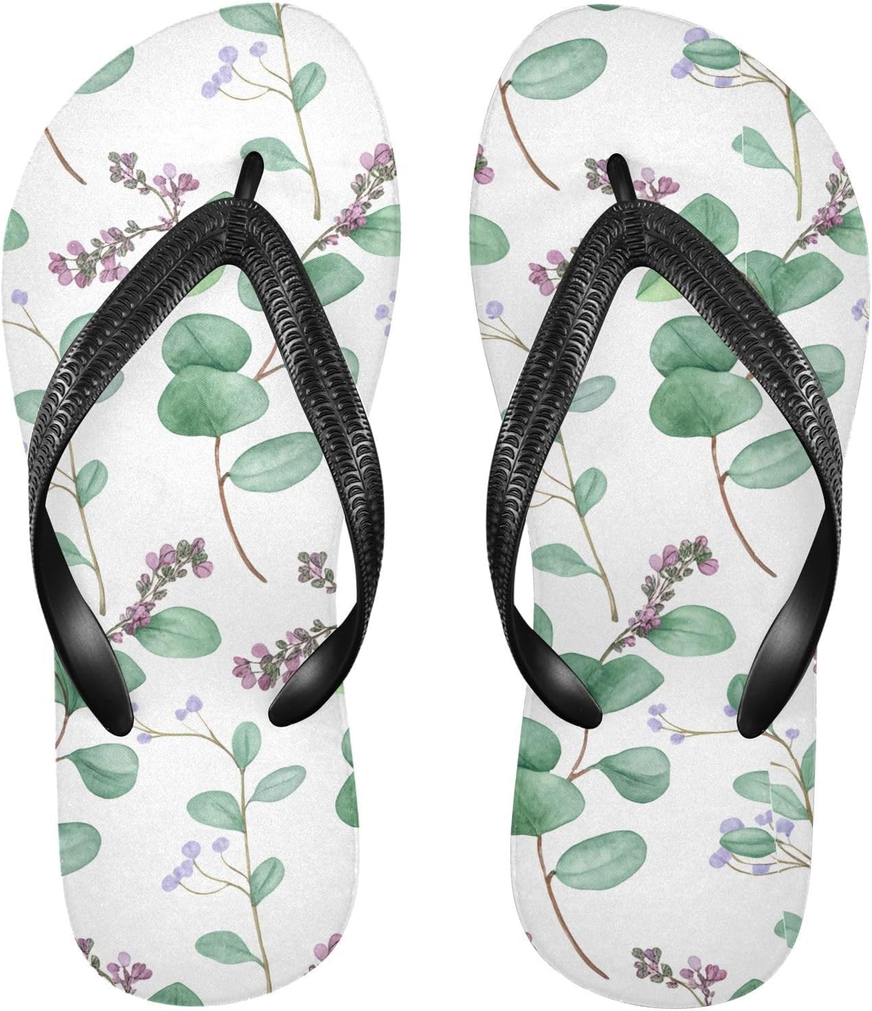 

Вьетнамки с белой веткой эвкалипта, пляжные шлепанцы для душа, резиновые нескользящие летние тапочки для женщин и мужчин Sinestour