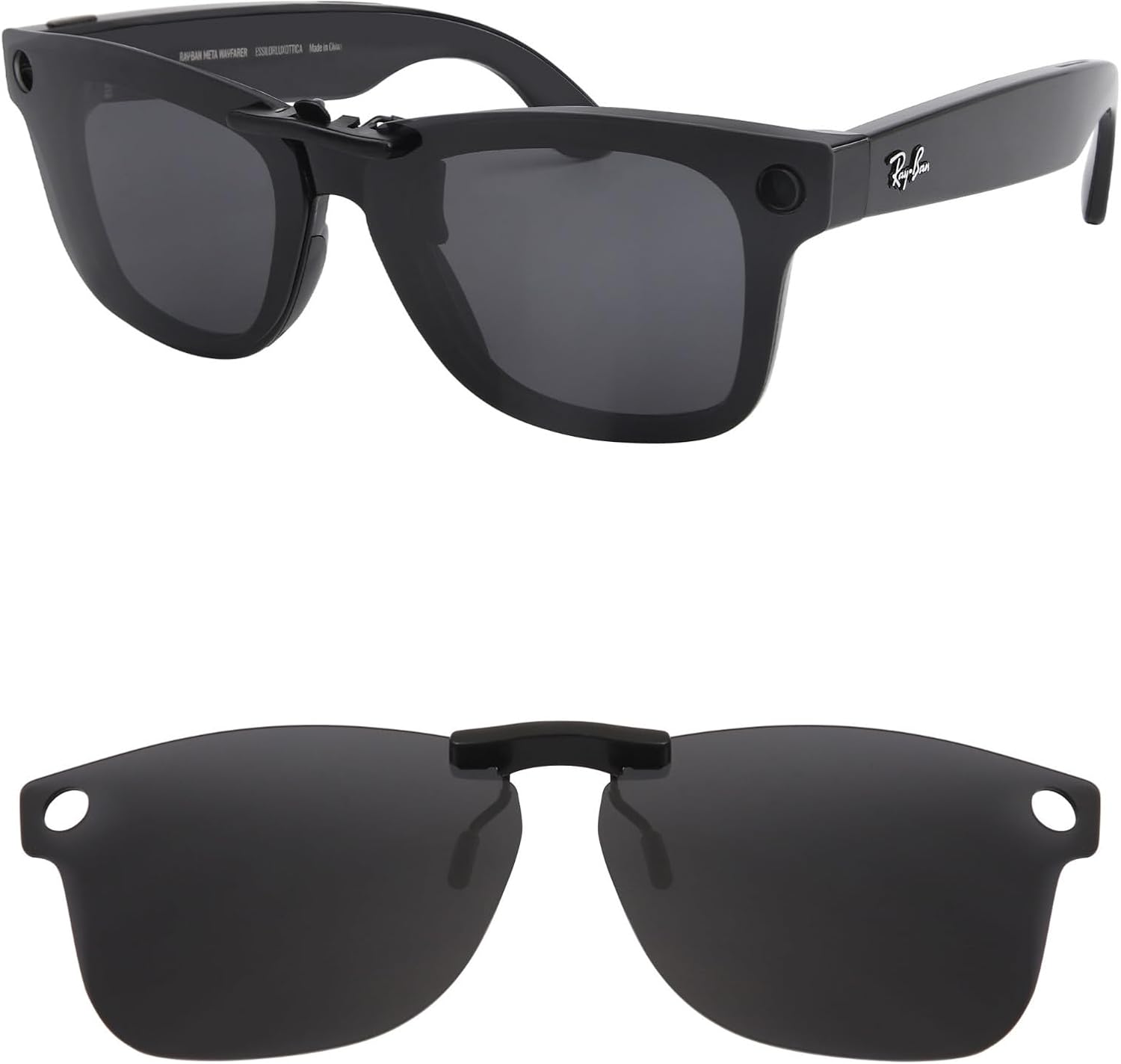 

Поляризованные солнцезащитные очки-клипсы для Ray-Ban Meta Wayfarer RW4006 и Gen 2 RW4012 Regular 50-22 для мужчин и женщин, с защитой от УФ-излучения, черные HILEEN, Black