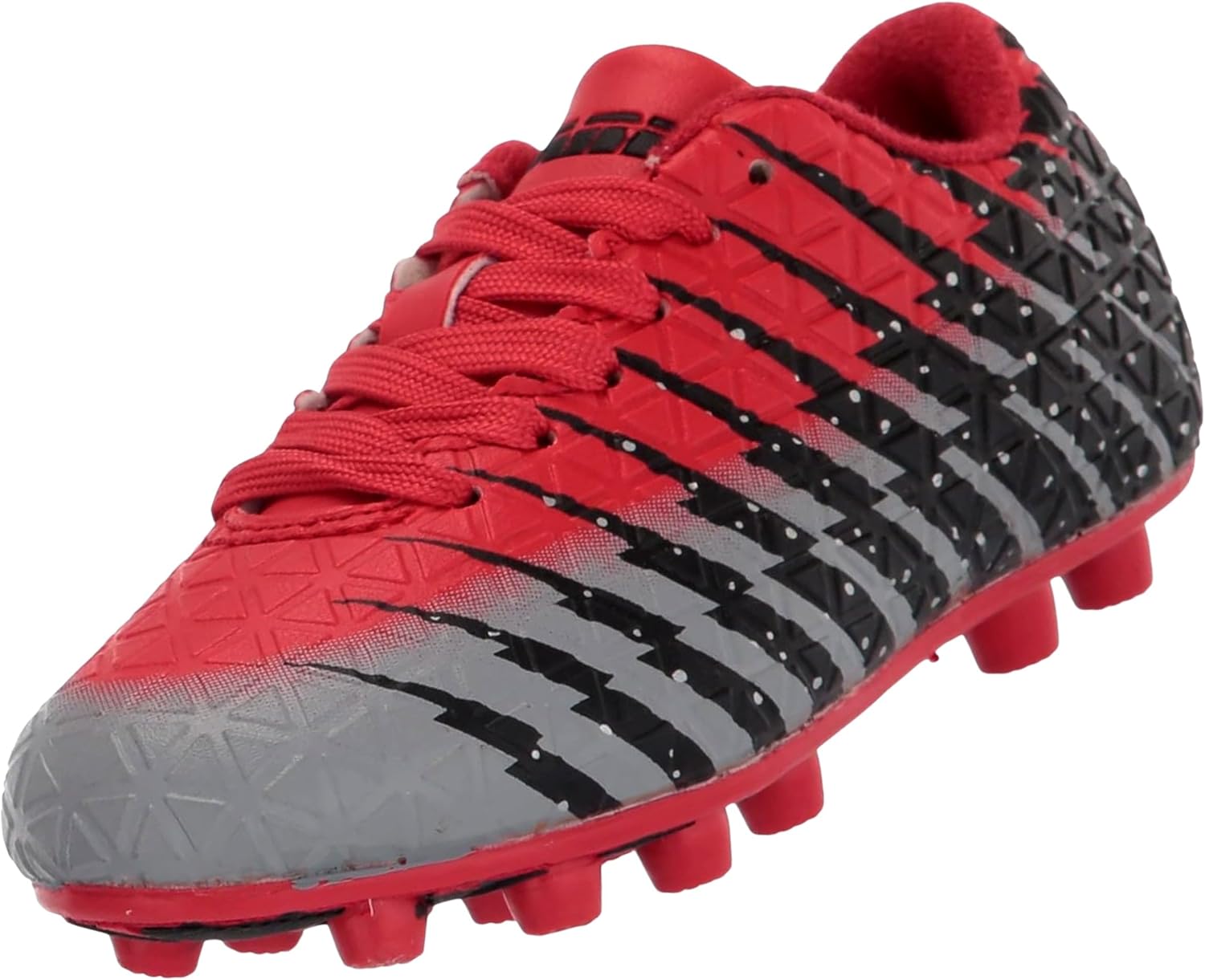 

Футбольные бутсы Vizari Bolt для детей на твердое покрытие для мальчиков и девочек, Верх из текстурированной синтетической кожи, детские футбольные бутсы с полиуретановой подошвой для комфорта и сцепления, черный/красный