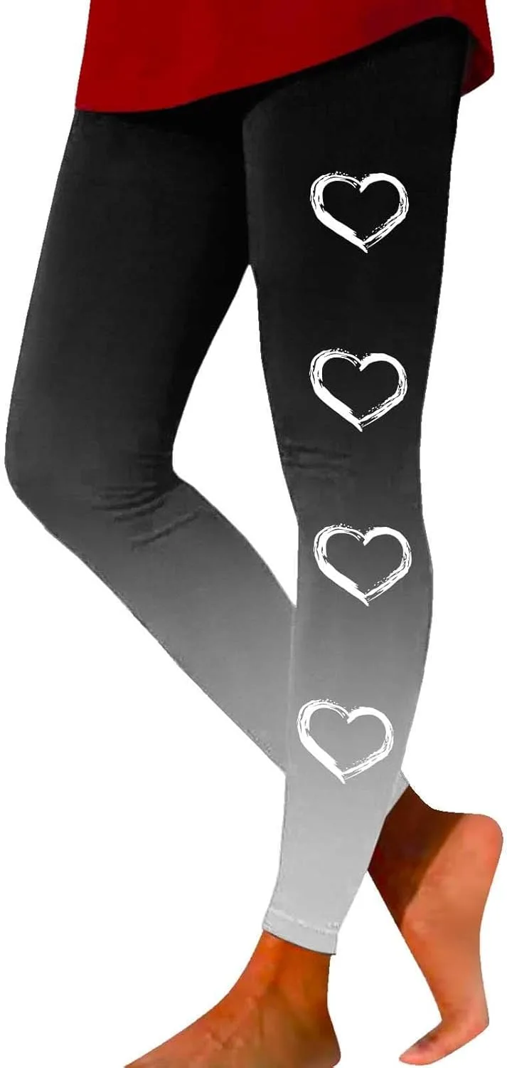 

Женские леггинсы High Waist для тренировок с принтом в виде сердечек