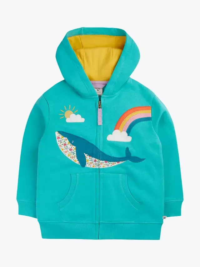 Детская толстовка Carbis с застежкой-молнией и аппликацией, цвет Pacific Aqua Frugi