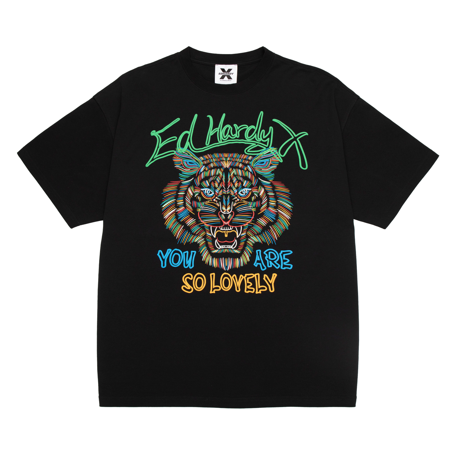 

Футболка с рукавом дроп-шилдер унисекс разноцветная ED HARDY X, розовая