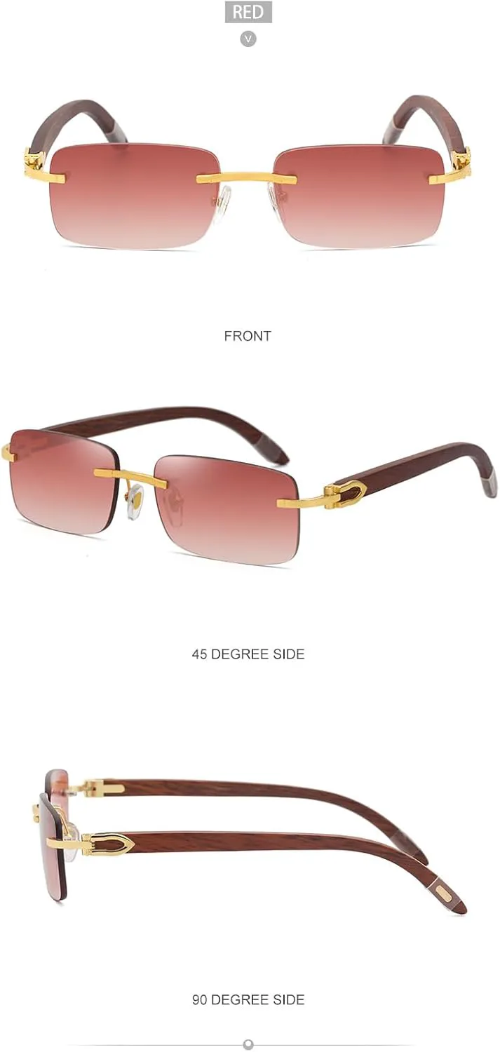 

Мужские солнцезащитные очки с деревянными дужками, легкие, без оправы, в стиле «рогатка», роскошный модный аксессуар для повседневного ношения GDKPJDT, 7