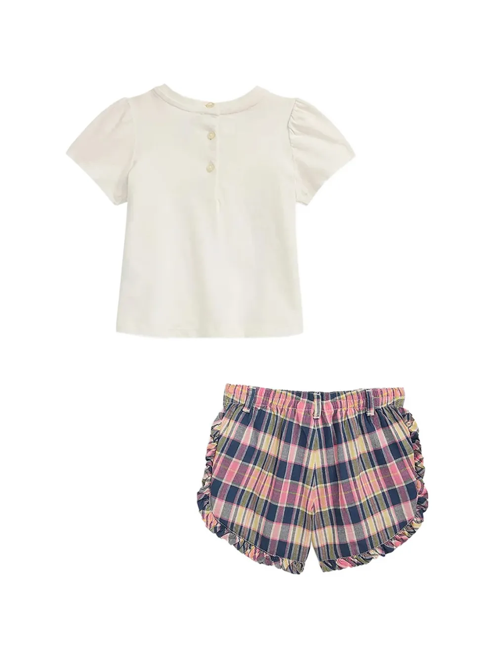 Графический комплект с короткими шортами и рукавами-фонариками POLO RALPH LAUREN KIDS, бежевый — фото 2