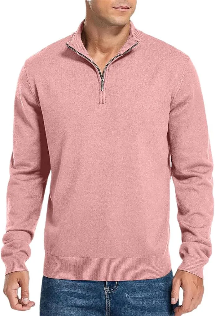 

Мужской однотонный полузастегивающийся вязаный пуловер с V-образным вырезом