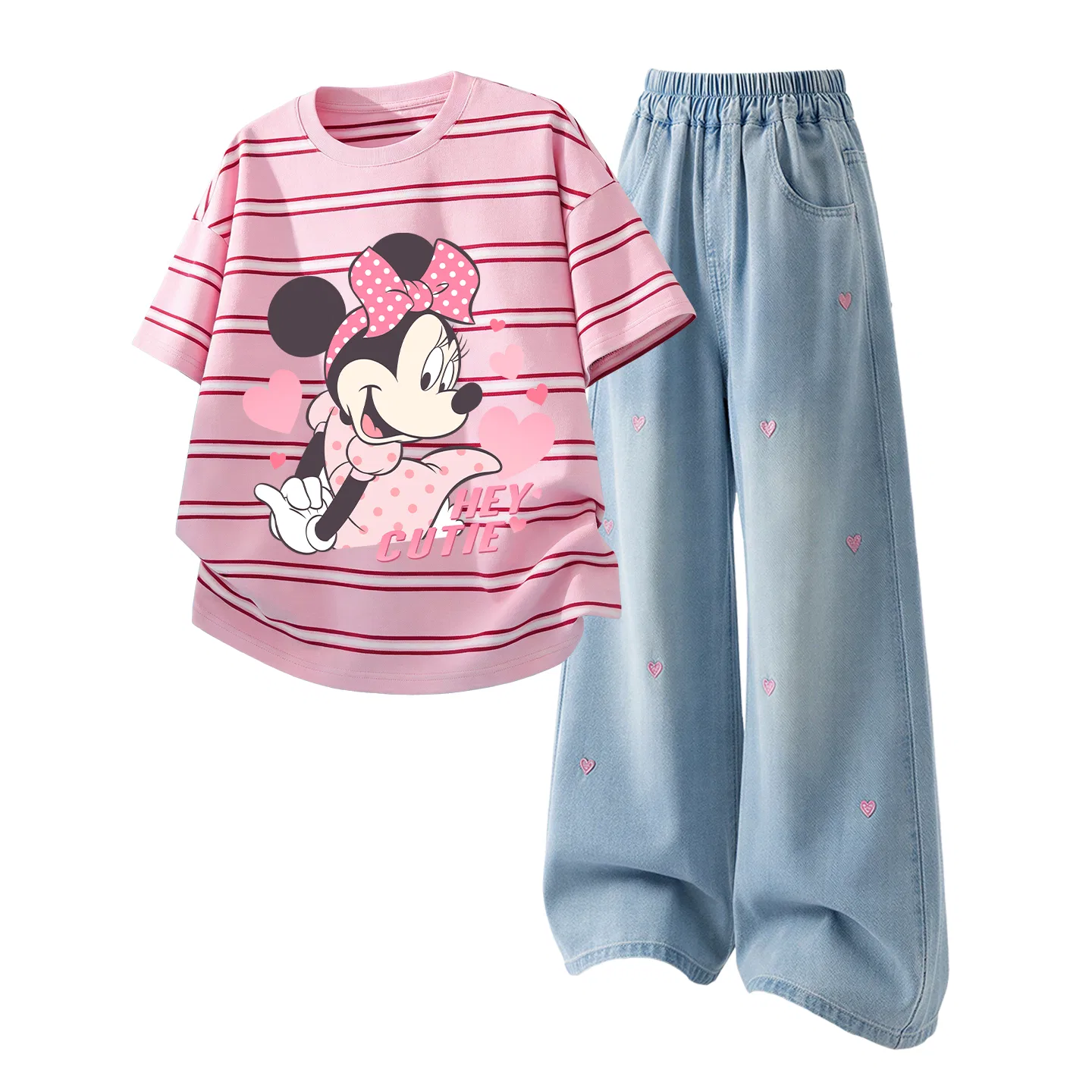 Детский спортивный костюм Casual Sportswear 2 Piece Set Disney, Dianni Pink Brown+Solid Color Denim Light Blue