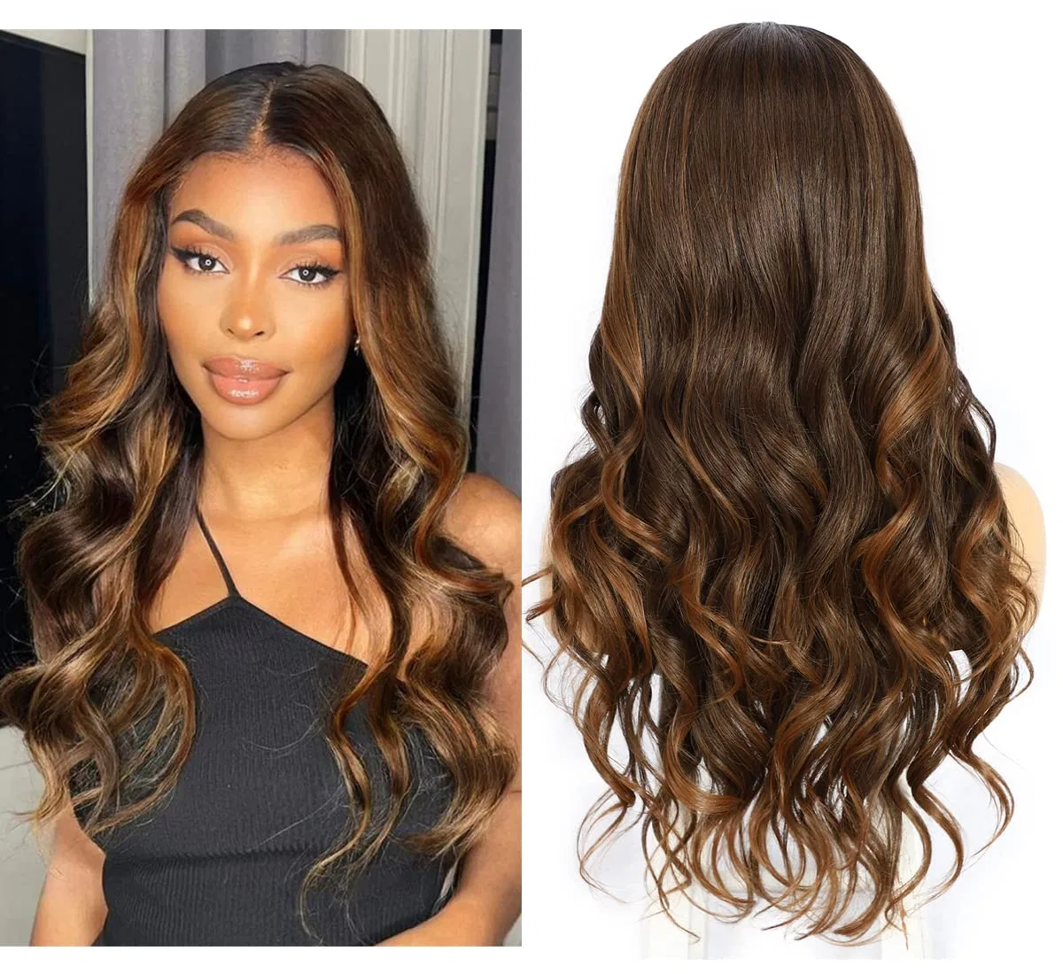Коричневый волнистый парик с кружевной передней частью от Sapphirewigs Sapphirewigs, Brown