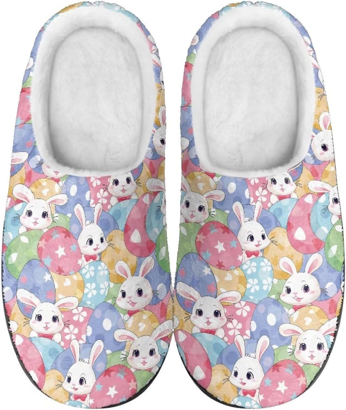

Тапочки Mintulipy из хлопка, женские пушистые тапочки, домашняя обувь, для дома и улицы, размеры 34-50 (EUR), 3-15 (US) (женские), 8-15 (мужские) для женщин и мужчин, Bunny and Easter Egg