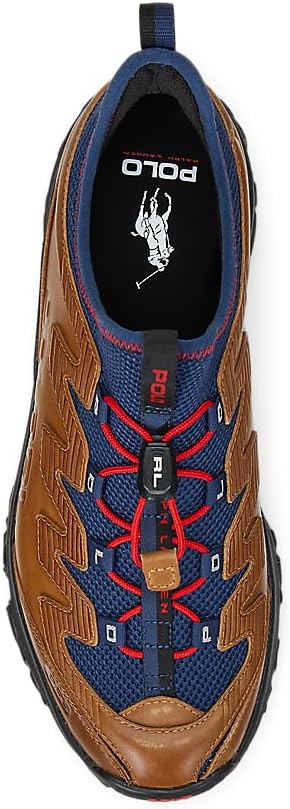 Кроссовки Polo Ralph Lauren Adventure 300lt из кожи и сетки, Tan/Navy/Red — фото 3