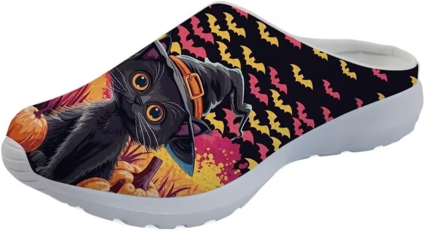 

GLENLCWE Blue Dolphin Butterfly Мужские садовые сабо, женские слоги с мягкой сеткой Mules Сандалии для ходьбы Легкая обувь для медсестры, Halloween Cat Bat