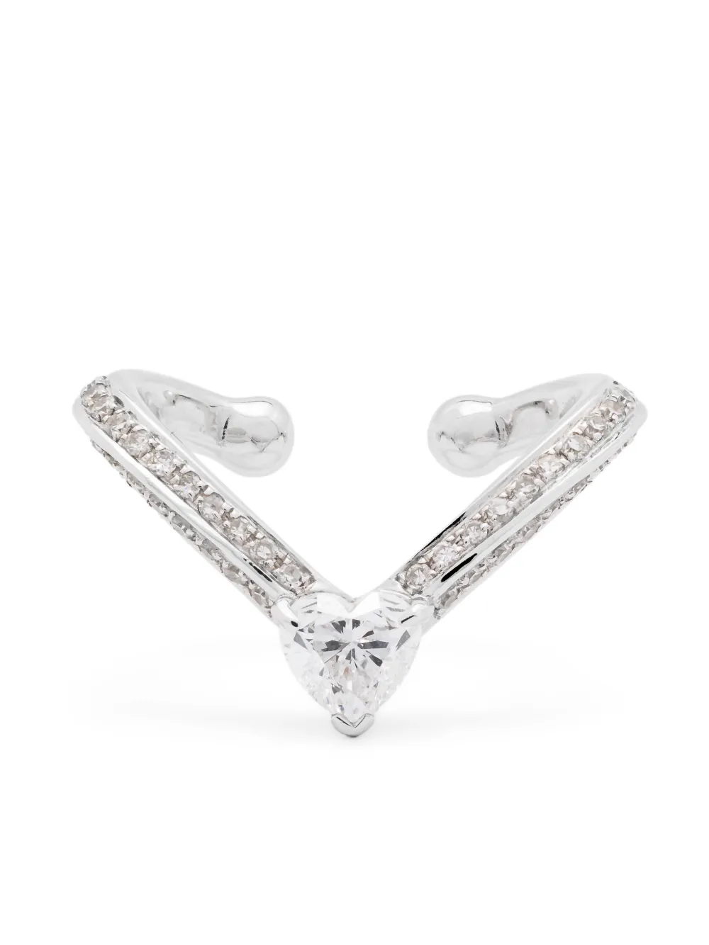 

Серьга-кафф Heart Chevron из белого золота с бриллиантами SHAY, серебяный