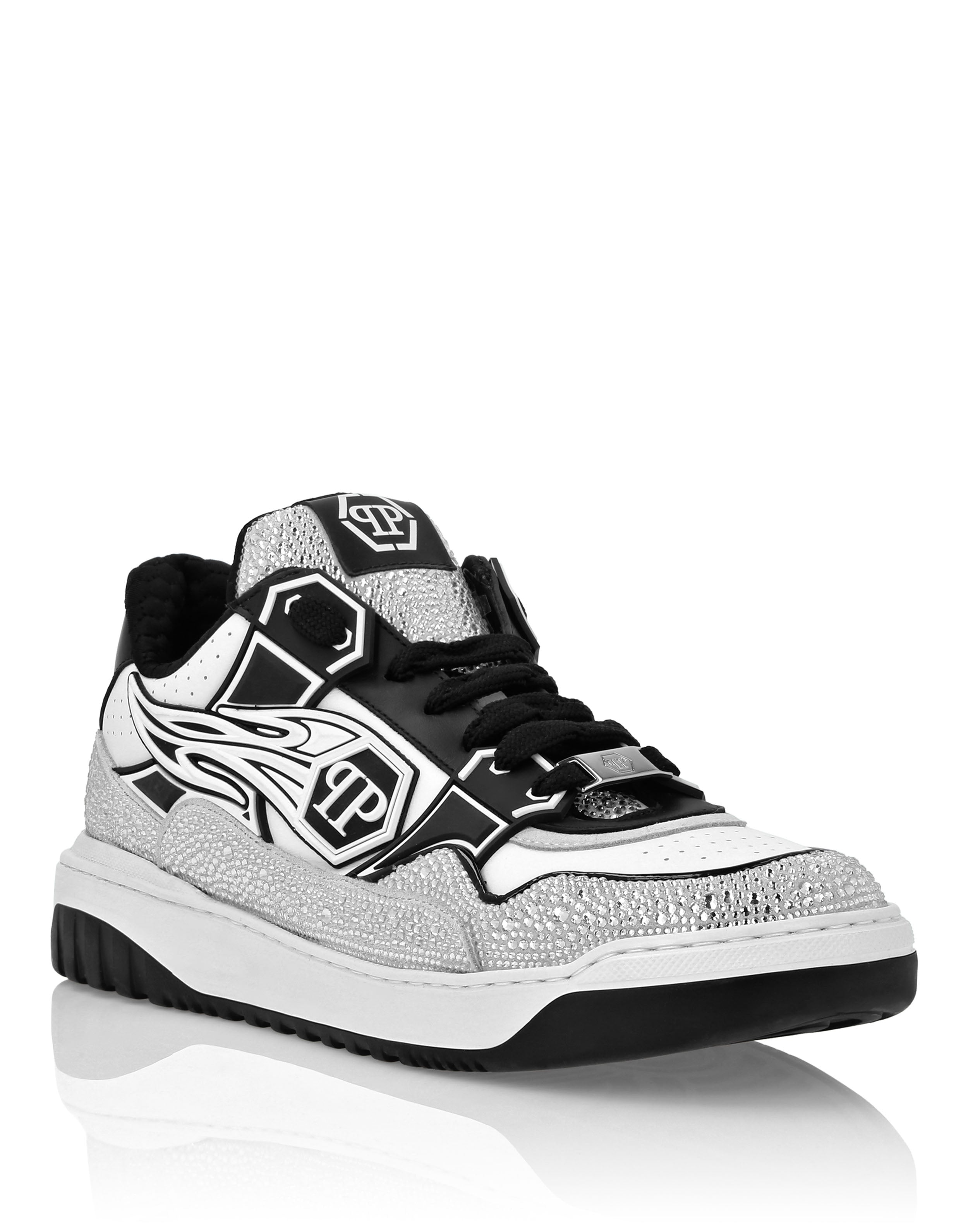

Кожаные низкие кроссовки Moon Walker PHILIPP PLEIN, белый/черный