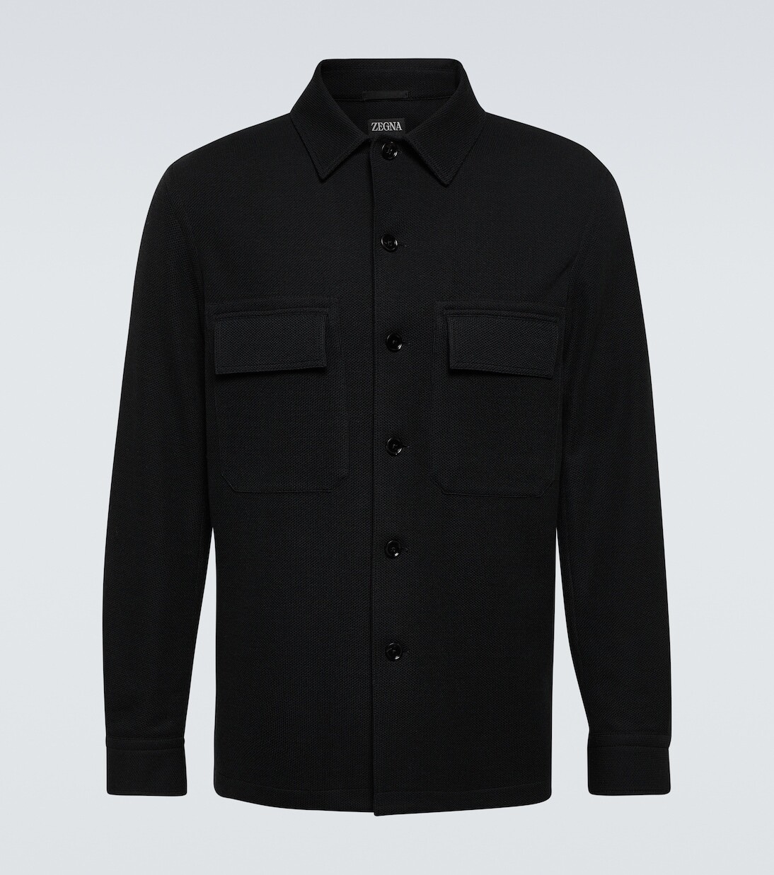 

Верхняя рубашка из шерсти и хлопка Zegna, черный