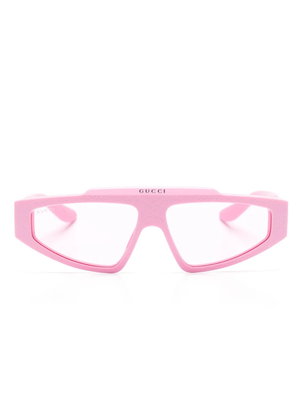 

Солнцезащитные очки в прямоугольной оправе с узором GG Supreme Gucci Eyewear, розовый