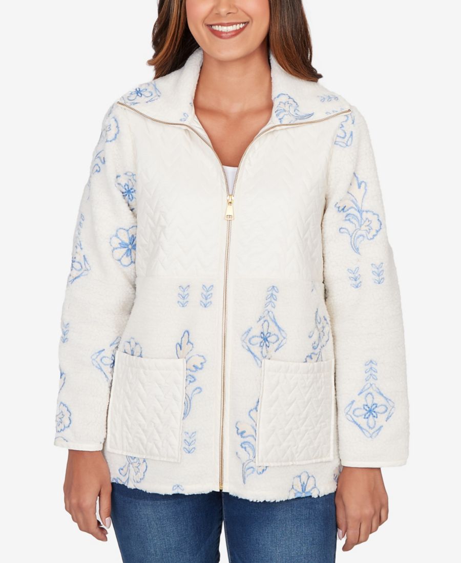 

Небольшая стеганая куртка из овчины с вышивкой Ruby Rd, Ivory