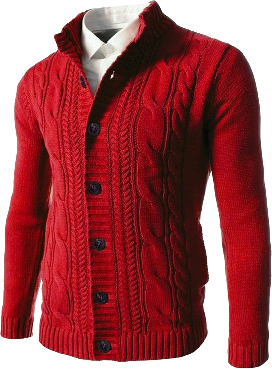 

Мужской кардиган с воротником стойкой, длинный рукав, slim fit, на пуговицах Maiyifu-GJ
