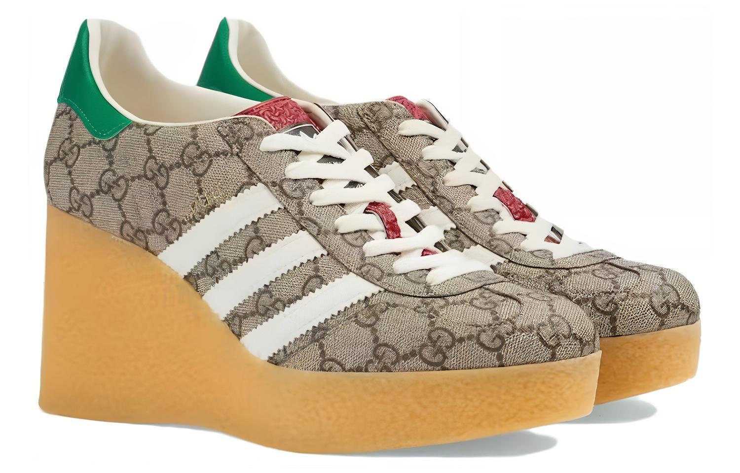 GUCCI Adidas X Женские Кеды Gazelle 'Бежевый GG Монограммный' Женские - Эбони, цвет Ebony — фото 4